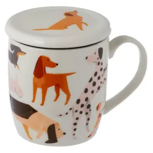 Taza de porcelana con infusor y tapa de perros ladradores Puckator image-0