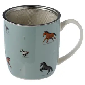 Porzellanbecher mit Infuser und Deckel down on the farm Pferd vom Bauernhof Puckator image-1