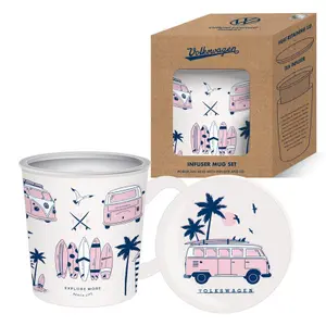 Taza de porcelana con infusor y tapa decorada Puckator image-0