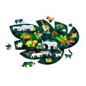 Wooden puzzle of 130 pieces Puckator Animal Kingdom image-1