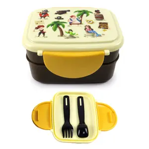 Przegródkowe pudełko na lunch z pirackimi sztućcami Jolly Rogers Puckator Bento image-0