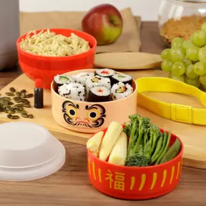 Round compartmentalized lunch box - Japanese daruma Puckator Bento image-1