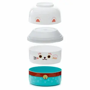 Okrągły lunch box z przegródkami maneki neko - szczęśliwy kot Puckator Bento image-0