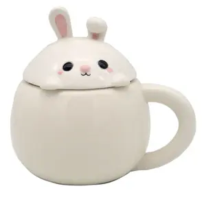Tazza in ceramica a forma di animale con coperchio a forma di coniglio Puckator image-0