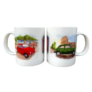 Taza de porcelana Puckator Fiat 500 Rome & Riviera image-0