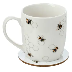 Set aus Porzellanbecher und Untersetzer Puckator The Nectar Meadows Abeille image-0