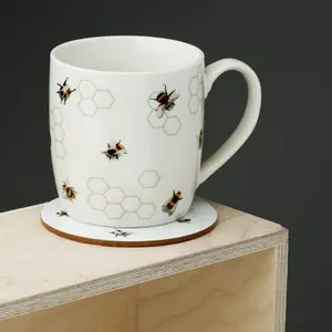 Set aus Porzellanbecher und Untersetzer Puckator The Nectar Meadows Abeille image-1