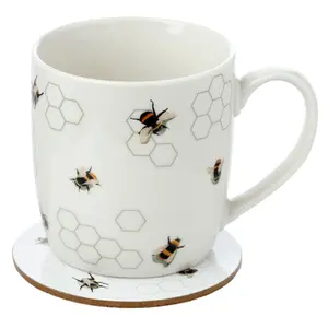 Set aus Porzellanbecher und Untersetzer Puckator The Nectar Meadows Abeille image-3