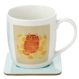 Set aus Porzellanbecher und Untersetzer Puckator Angie Rozelaar Planet Cat chat image-4
