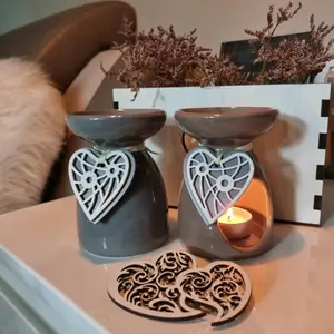 Brûleur à huile céramique Coeur en bois Puckator image-3