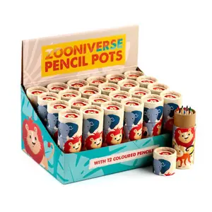 Colored pencil pot zooniverse animals Puckator (x12) image-0