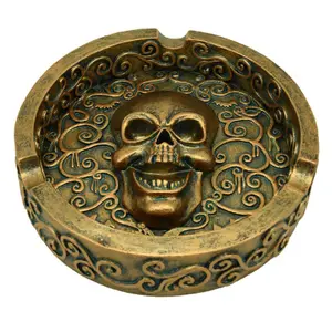 Cenicero calavera efecto metal cepillado Puckator image-0