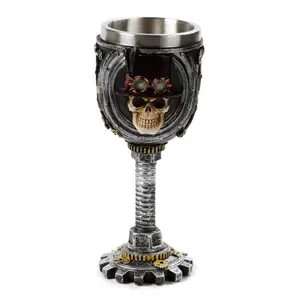 Decorative object steampunk skull chalice Puckator image-0