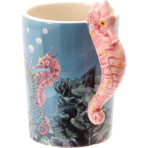 Tasse mit Henkel dekoriert von lisa parker Seepferdchen Meerestier Meer &amp; Meeresleben Puckator image-0