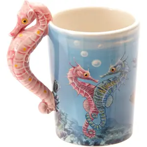 Tasse mit Henkel dekoriert von lisa parker Seepferdchen Meerestier Meer &amp; Meeresleben Puckator image-1