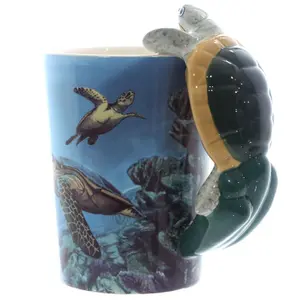 Tazza con manico decorato Tortue Animal Marin et Mer & Vie Marine Puckator image-0