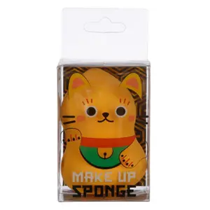 Éponge à maquillage maneki neko chat Porte-bonheur Doré Puckator image-0
