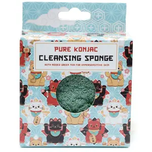 Éponge néttoyante Puckator Konjac Pure Maneki Neko au Thé Vert pour Peau Sensible chat Porte-bonheur image-4