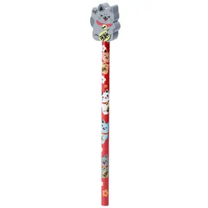 Crayon avec Embout Gomme Maneki Neko Chat Porte-bonheur Puckator image-1