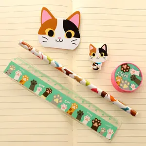 Ensemble bloc-notes, crayon et règle Crayon Puckator Chat (x5) image-1