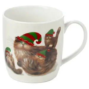 Porcelánový hrnek s infuzérem a víčkem kim haskins kočky Vánoční elfové Puckator image-3