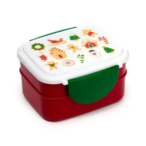 Pojemnik na jedzenie bento z przegródkami i sztućcami w kształcie piernika świątecznego Puckator image-0