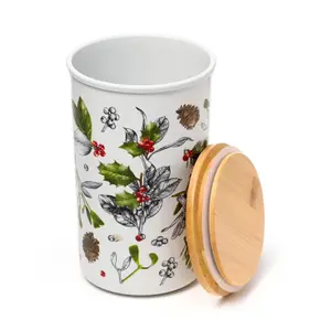 Winter Plants Christmas Storage Jar in RPET and Bamboo Puckator image-1