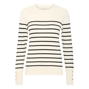 Randig rundhalsad tröja dam Pulz Jeans Sara image-0