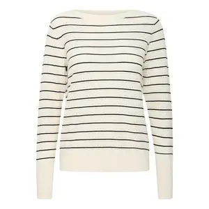 Gestreifter Damen-Pullover mit Bootsausschnitt Pulz Jeans Sara image-0