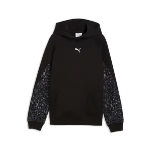 Girl's Hooded Sweatshirt with Kangaroo Pocket Puma Cat Logo image-0