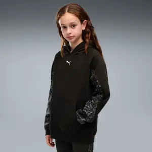 Girl's Hooded Sweatshirt with Kangaroo Pocket Puma Cat Logo image-2