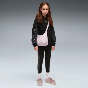 Girl's Hooded Sweatshirt with Kangaroo Pocket Puma Cat Logo image-4