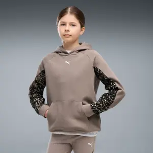 Girl's Hooded Sweatshirt with Kangaroo Pocket Puma Cat Logo image-2