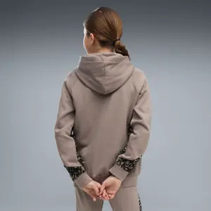 Girl's Hooded Sweatshirt with Kangaroo Pocket Puma Cat Logo image-3
