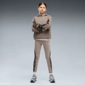Girl's Hooded Sweatshirt with Kangaroo Pocket Puma Cat Logo image-4