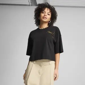 Camiseta crop oversize de mujer Puma Leo Luxe image-2