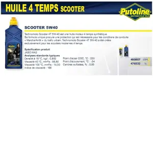 Huile moteur scooter 4 Temps synthétique Putoline 5W40 image-0