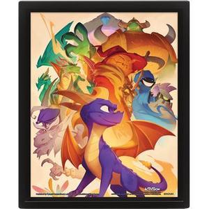 641spy001-lenticulair-3d-kader-poster-pyramid-spyro-character-collage-paars-oranje-25-5x20-5x4-5-cm