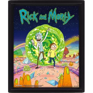 Set of 3 framed 3d effect posters - portal Pyramid Rick et Morty image-0