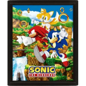 Poster 3d effect Pyramid Sonic The Hedgehog Catching Rings image-0