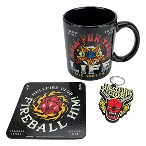Tazza con sottobicchiere e portachiavi Pyramid Stranger Things Hellfire image-0