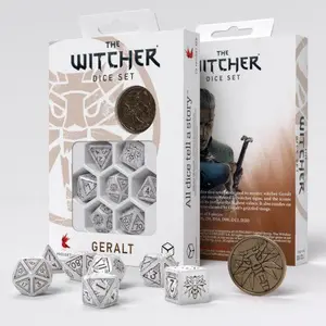 Pack of 7 dice Q WORKSHOP The Witcher Geralt The White Wolf image-1