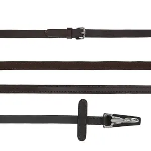 One-sided non-slip leather reins for horse with clip QHP image-0