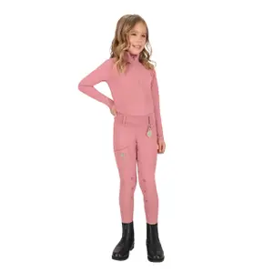 Girls' full grip riding leggings QHP Lucky Start image-2