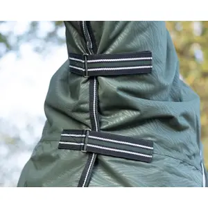 Waterproof horse fleece blanket with detachable neck cover QHP collection Botanista 150gr image-2