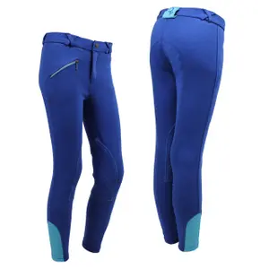 QHP Pantaloni Junior Da Equitazione, Con Rinforzi Al Ginocchio, Fucsia, Taglia 8 Anni (117-128cm)