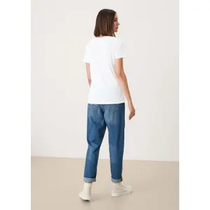 Cotton Jersey V-Neck Ribbed T-Shirt Women's QS image-3