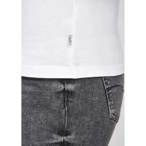 Cotton Jersey V-Neck Ribbed T-Shirt Women's QS image-6
