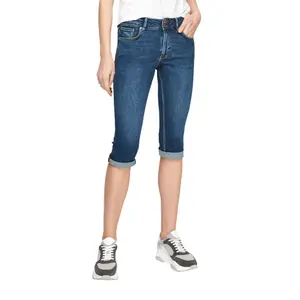 Womens Light Wash Slim Fit 3/4 Jeans QS image-1
