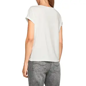 Basic Round Neck Cotton Jersey T-Shirt Women QS image-4